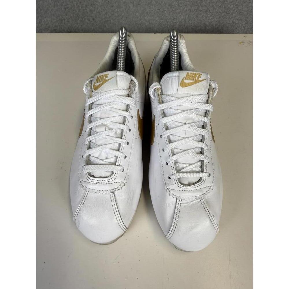 Men's Nike Cortez Prm Leather 2025 Metallic Gold Swoosh White Women's Size 8.5 - Picture 3 of 9